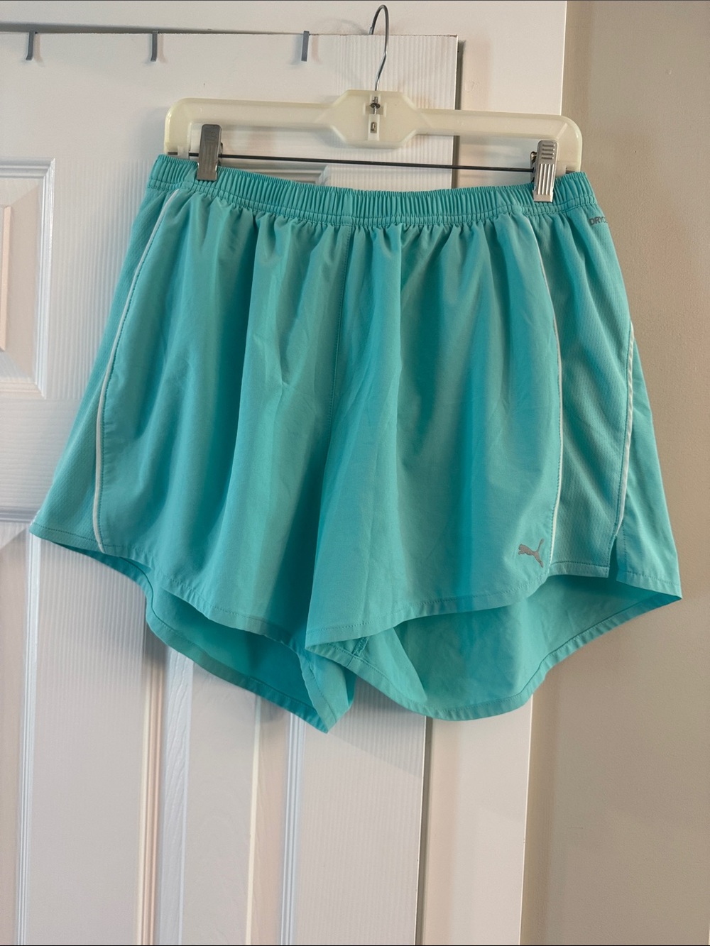 Puma Mint Green Performance Shorts with White Logo